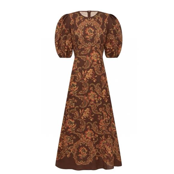 Alemais Seraphina printed linen midi dress US 2 - Picture 10 of 11